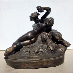 Large Bronze Bacchic Group Satyrs and Nymphs After Clodion Sculpture Heavy
